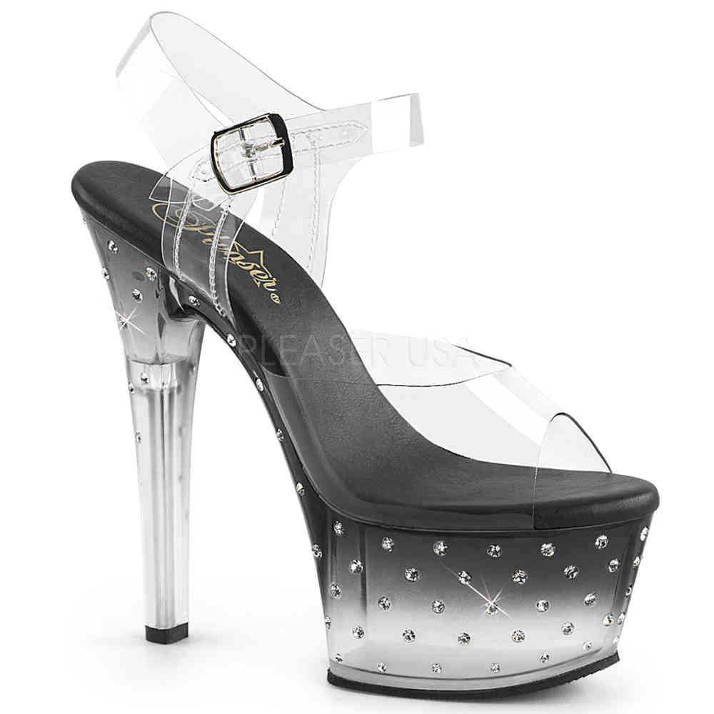 Pleaser - ASPIRE608STD Sandale à bride à la cheville, Pole dance chaussures - Chaussures de pole dance - Noir/Blanc Product image
